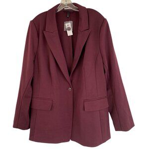 Lane Bryant Womens Blazer Burgundy Heavyweight Knit Size 24W RDD10670